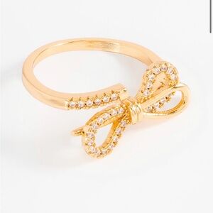 Elegant Gold Bow Ring & Earrings
